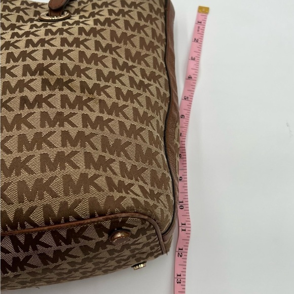 Michael Kors Brown And Tan Monogram Tote Purse - Picture 6 of 10